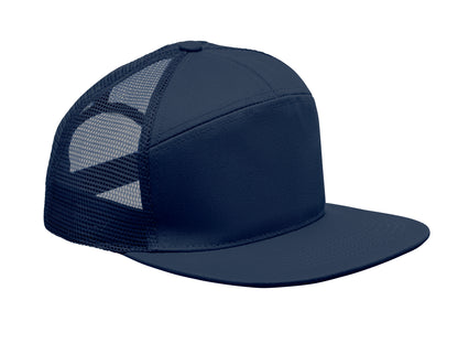 Kappe mit flachem Schirm. 7 Panels. Baumwoll-Twill 235 g/m² mit Polyester-Mesh-Rückseite und