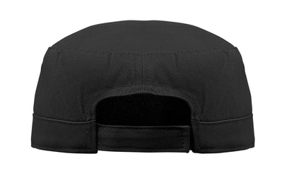 Military Cap aus 260g/m² gebürsteter Baumwolle mit Polyester-Schweißband und verstellbarem Klettverschluss.