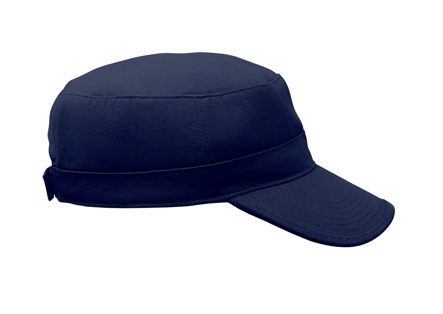 Military Cap aus 260g/m² gebürsteter Baumwolle mit Polyester-Schweißband und verstellbarem Klettverschluss.