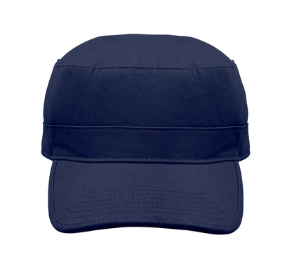 Military Cap aus 260g/m² gebürsteter Baumwolle mit Polyester-Schweißband und verstellbarem Klettverschluss.