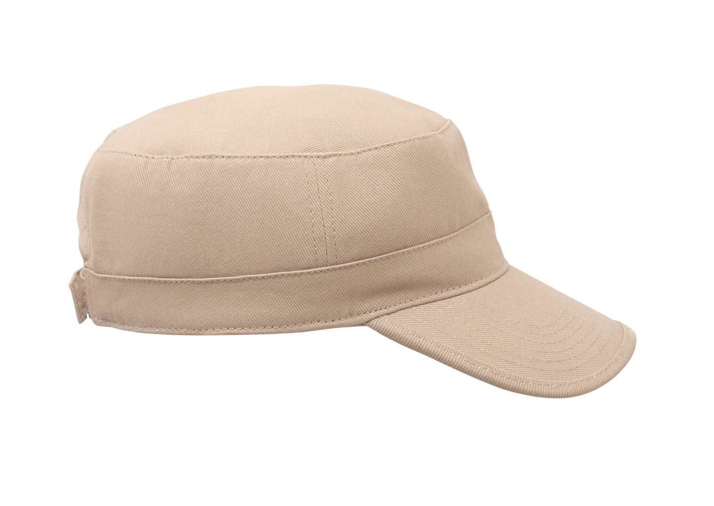 Military Cap aus 260g/m² gebürsteter Baumwolle mit Polyester-Schweißband und verstellbarem Klettverschluss.