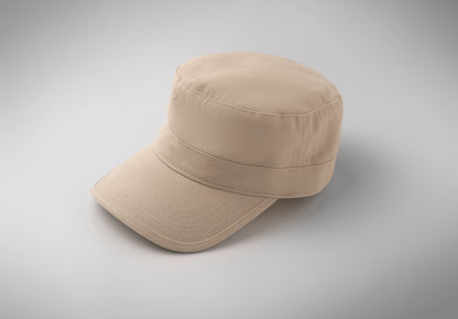 Military Cap aus 260g/m² gebürsteter Baumwolle mit Polyester-Schweißband und verstellbarem Klettverschluss.
