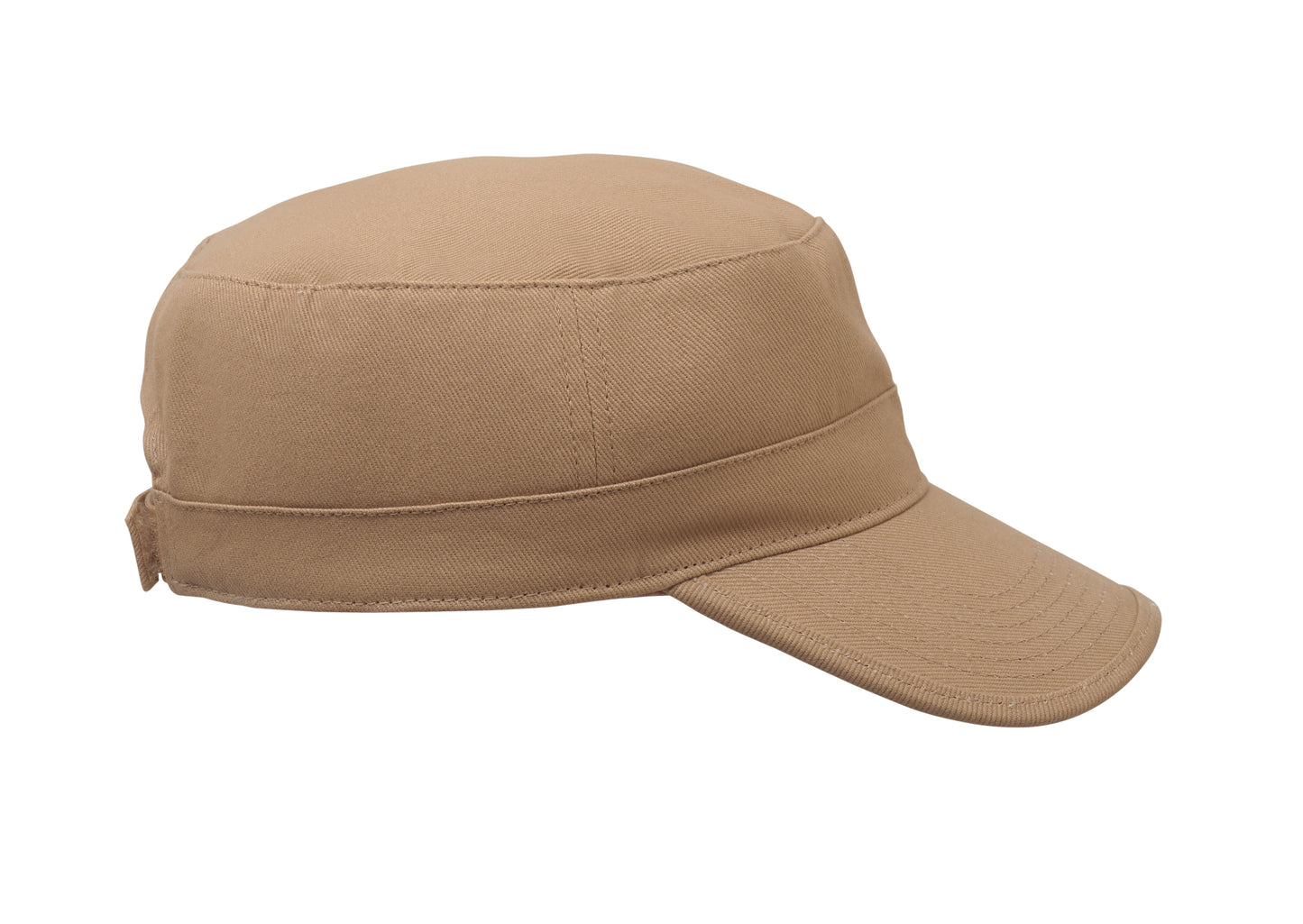 Military Cap aus 260g/m² gebürsteter Baumwolle mit Polyester-Schweißband und verstellbarem Klettverschluss.