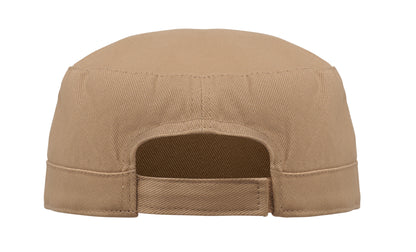 Military Cap aus 260g/m² gebürsteter Baumwolle mit Polyester-Schweißband und verstellbarem Klettverschluss.