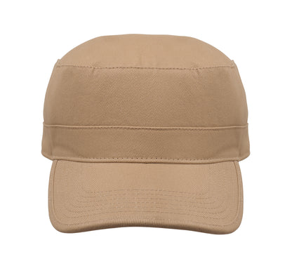 Military Cap aus 260g/m² gebürsteter Baumwolle mit Polyester-Schweißband und verstellbarem Klettverschluss.