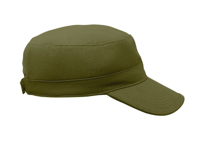 Military Cap aus 260g/m² gebürsteter Baumwolle mit Polyester-Schweißband und verstellbarem Klettverschluss.