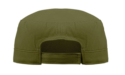 Military Cap aus 260g/m² gebürsteter Baumwolle mit Polyester-Schweißband und verstellbarem Klettverschluss.