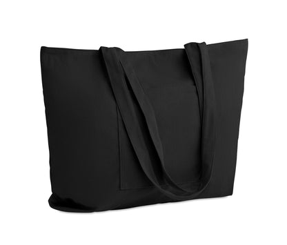 Große Einkaufs-/Strandtasche aus Kord-Polyester mit Reißverschluss. Frontfach und Innentasche. 220 g/m².