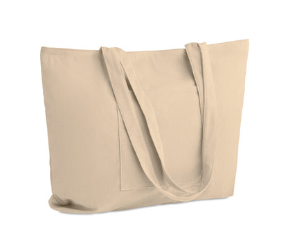 Große Einkaufs-/Strandtasche aus Kord-Polyester mit Reißverschluss. Frontfach und Innentasche. 220 g/m².