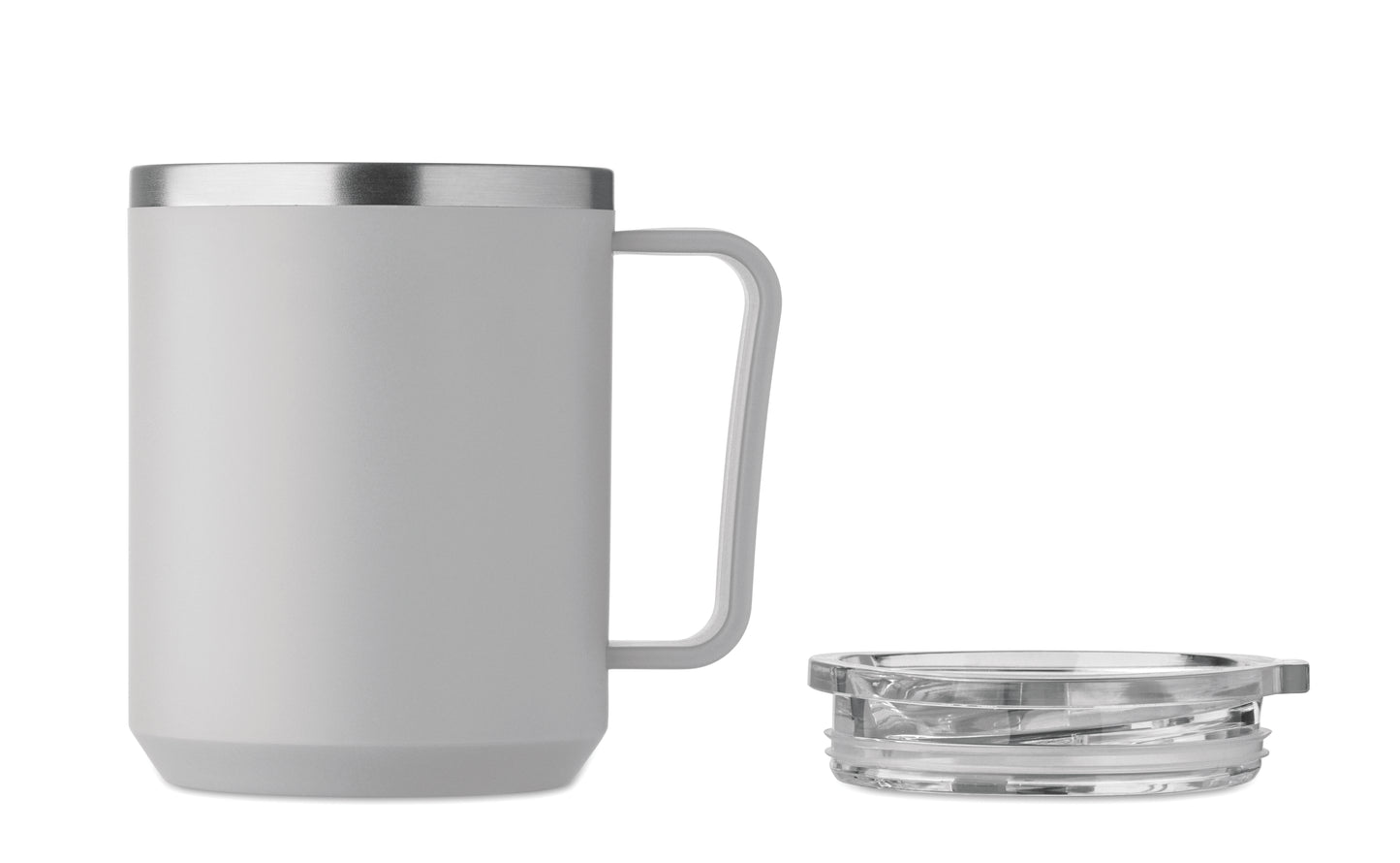 Doppelwandiger Becher. Innenseite aus 90 % recyceltem Edelstahl und 10 % Edelstahl
