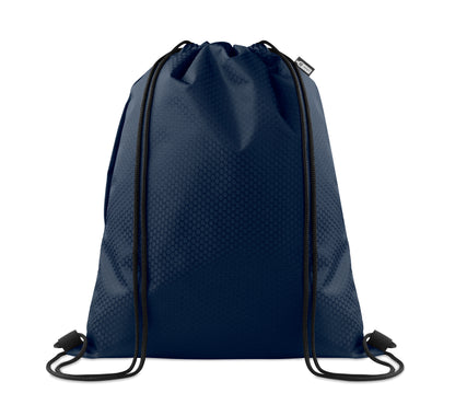 Beutel mit Kordelzug. Seitentasche mit Reißverschluss. Strapazierfähige Kordeln. 420D RPET Polyester und