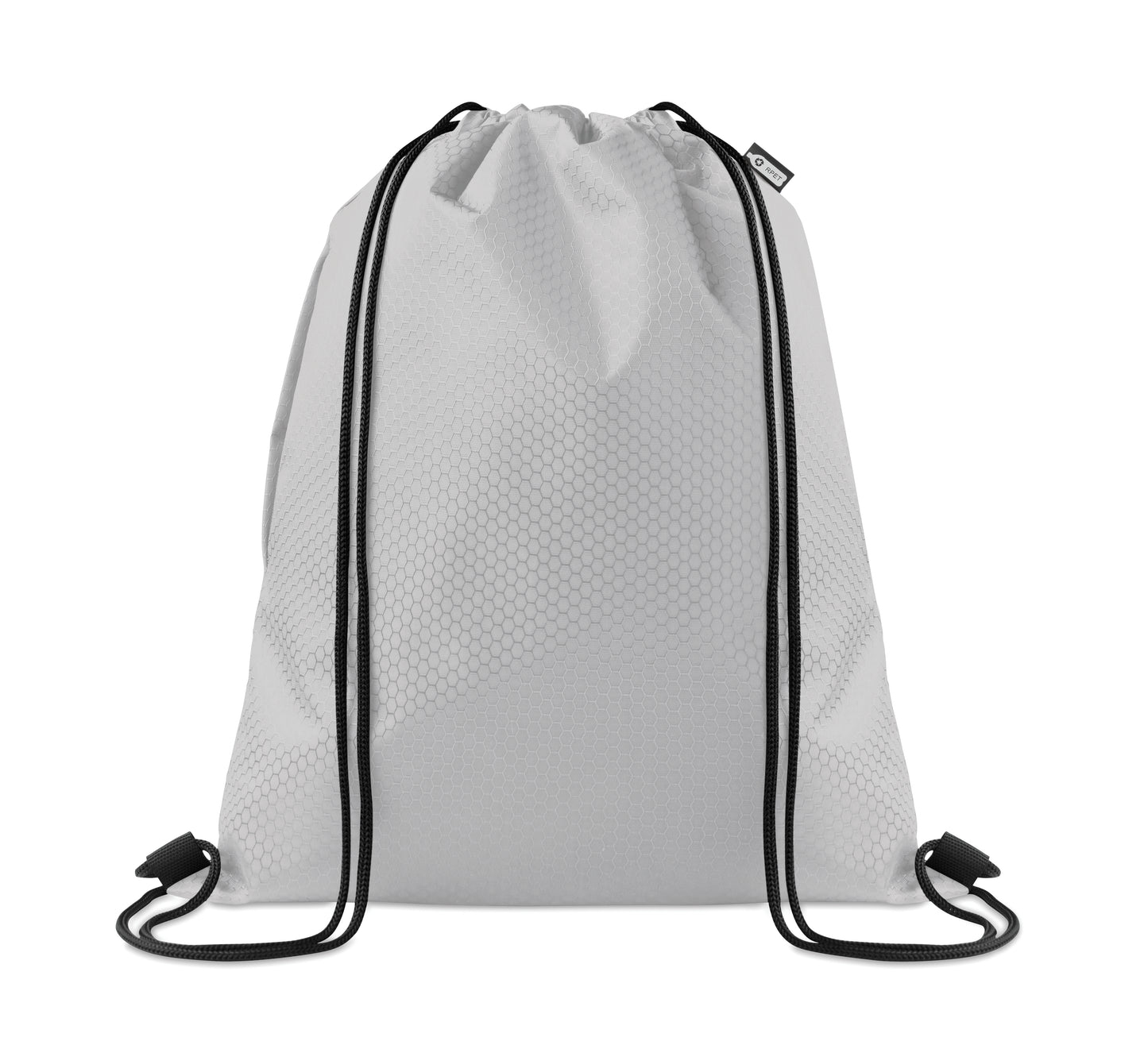 Beutel mit Kordelzug. Seitentasche mit Reißverschluss. Strapazierfähige Kordeln. 420D RPET Polyester und