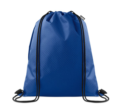 Beutel mit Kordelzug. Seitentasche mit Reißverschluss. Strapazierfähige Kordeln. 420D RPET Polyester und