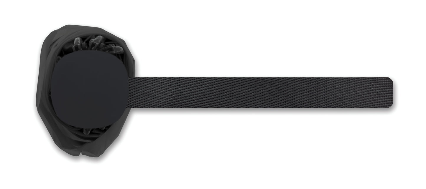 23'' Windproof Regenschirm aus 190T RPET Pongee. 3-fach faltbar. Schwarz beschichtetes Gestell