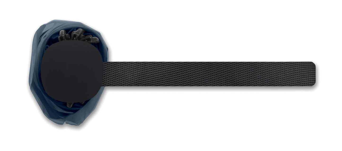 23'' Windproof Regenschirm aus 190T RPET Pongee. 3-fach faltbar. Schwarz beschichtetes Gestell