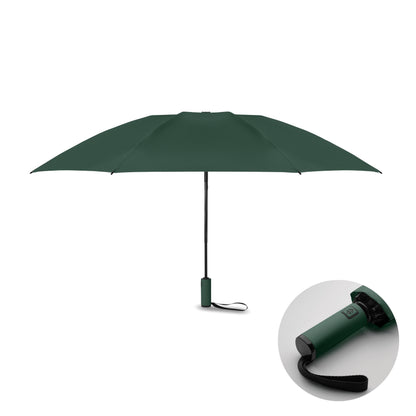 23'' Windproof Regenschirm aus 190T RPET Pongee. 3-fach faltbar. Schwarz beschichtetes Gestell
