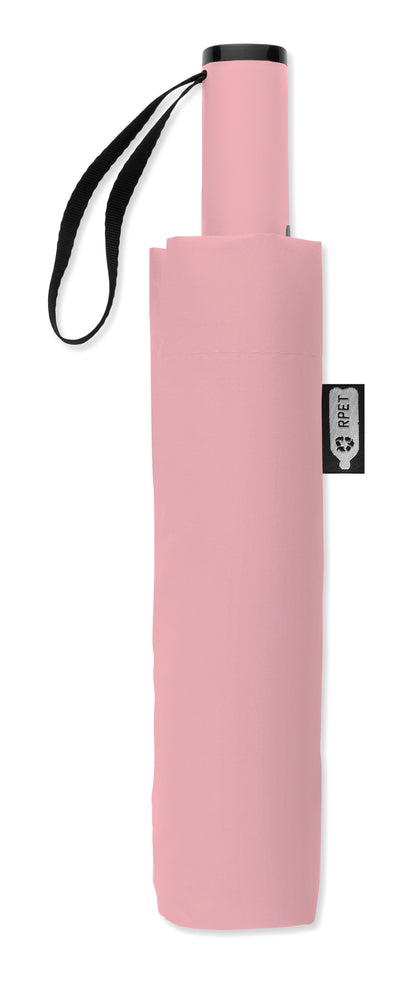 23'' Windproof Regenschirm aus 190T RPET Pongee. 3-fach faltbar. Schwarz beschichtetes Gestell