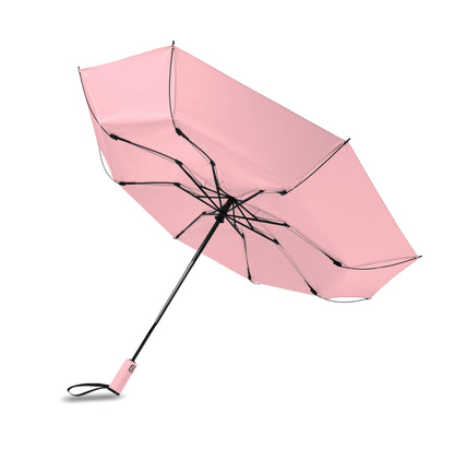 23'' Windproof Regenschirm aus 190T RPET Pongee. 3-fach faltbar. Schwarz beschichtetes Gestell