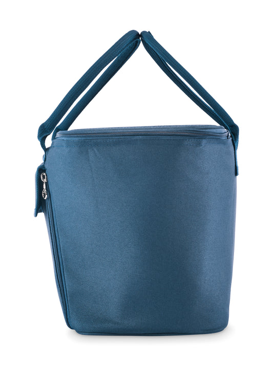 Picknick-Kühltasche aus 600D RPET-Polyester mit Front-Reißverschlusstasche. Inkl. Besteck aus Edelstahl Tellern und