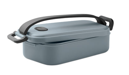 Lunchbox aus PP mit luftdichtem Deckel. 2 seitliche Halteklammern und Griff. Füllmenge: