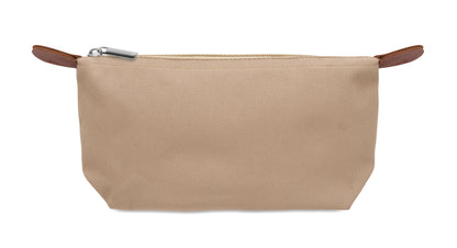 Kosmetiktasche aus 600D RPET-Polyester mit Reißverschluss. Details aus PU.
