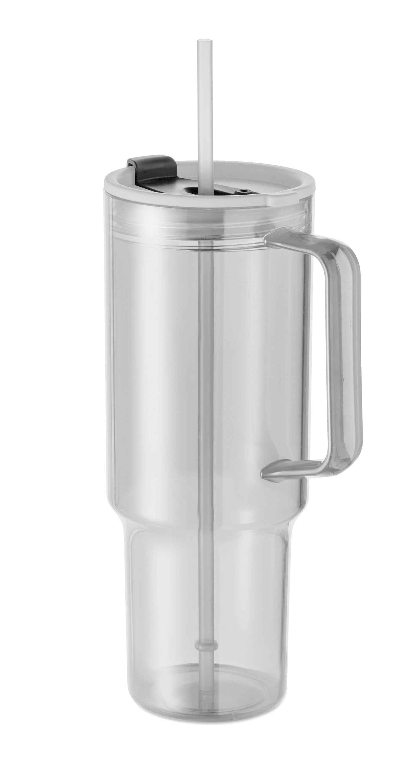 Trinkbecher aus RPET. Verschluss mit integriertem PP-Trinkhalm. Füllmenge: 1200 ml.