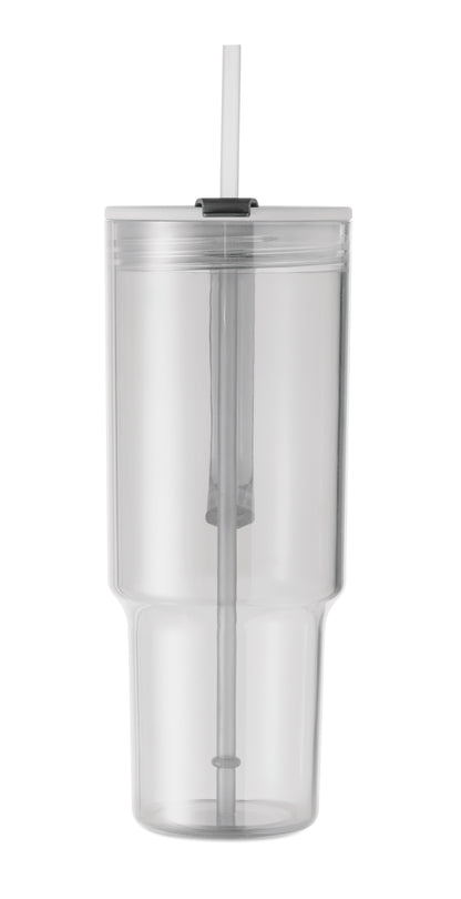 Trinkbecher aus RPET. Verschluss mit integriertem PP-Trinkhalm. Füllmenge: 1200 ml.