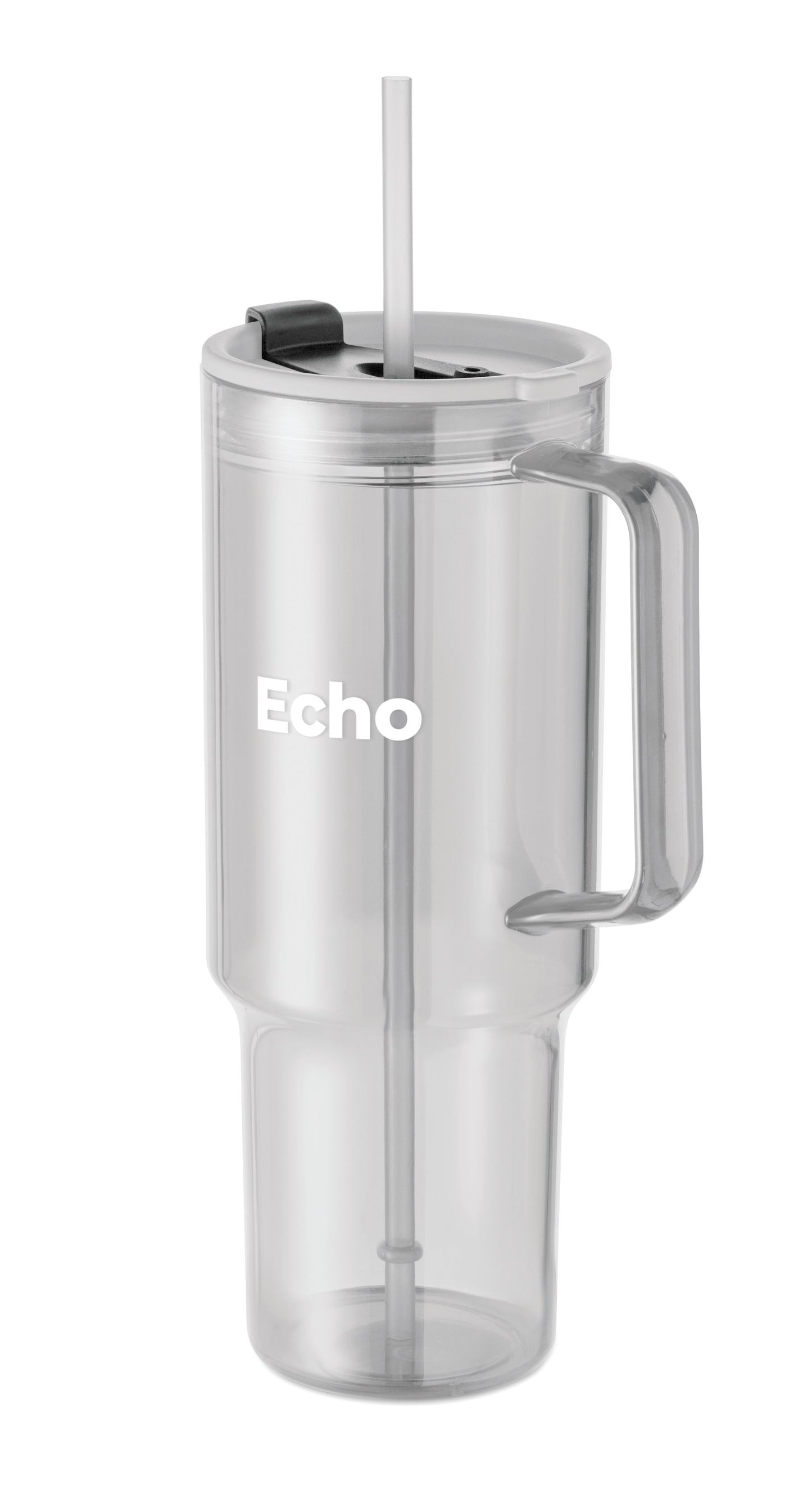 Trinkbecher aus RPET. Verschluss mit integriertem PP-Trinkhalm. Füllmenge: 1200 ml.