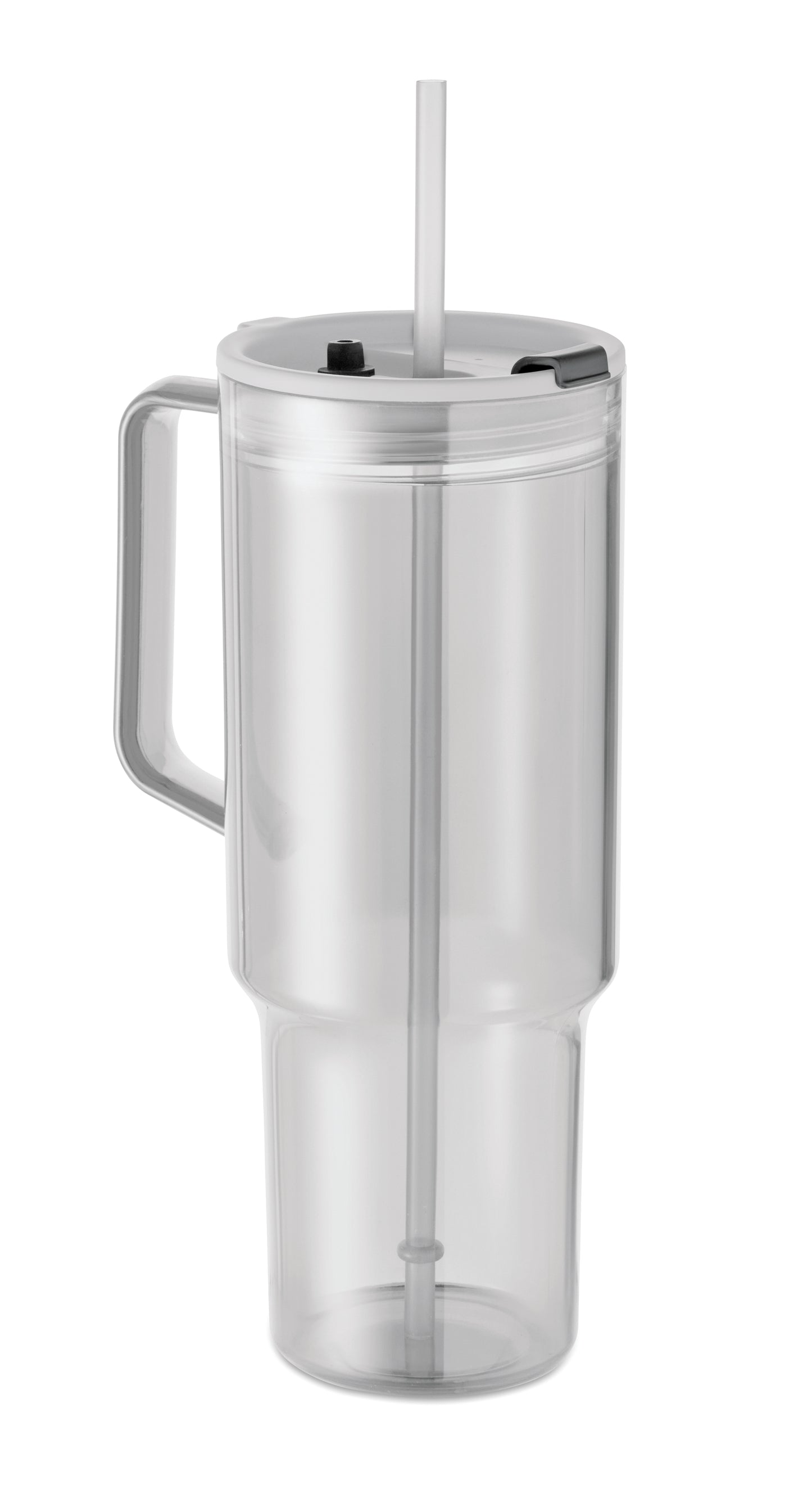 Trinkbecher aus RPET. Verschluss mit integriertem PP-Trinkhalm. Füllmenge: 1200 ml.