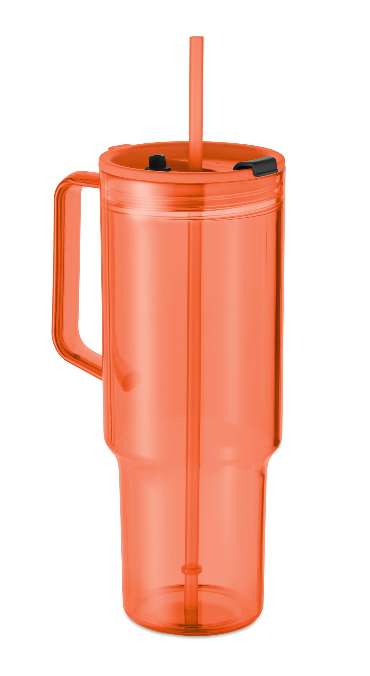 Trinkbecher aus RPET. Verschluss mit integriertem PP-Trinkhalm. Füllmenge: 1200 ml.