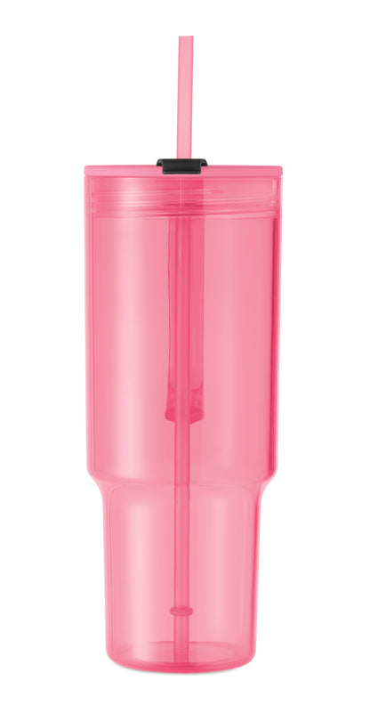 Trinkbecher aus RPET. Verschluss mit integriertem PP-Trinkhalm. Füllmenge: 1200 ml.