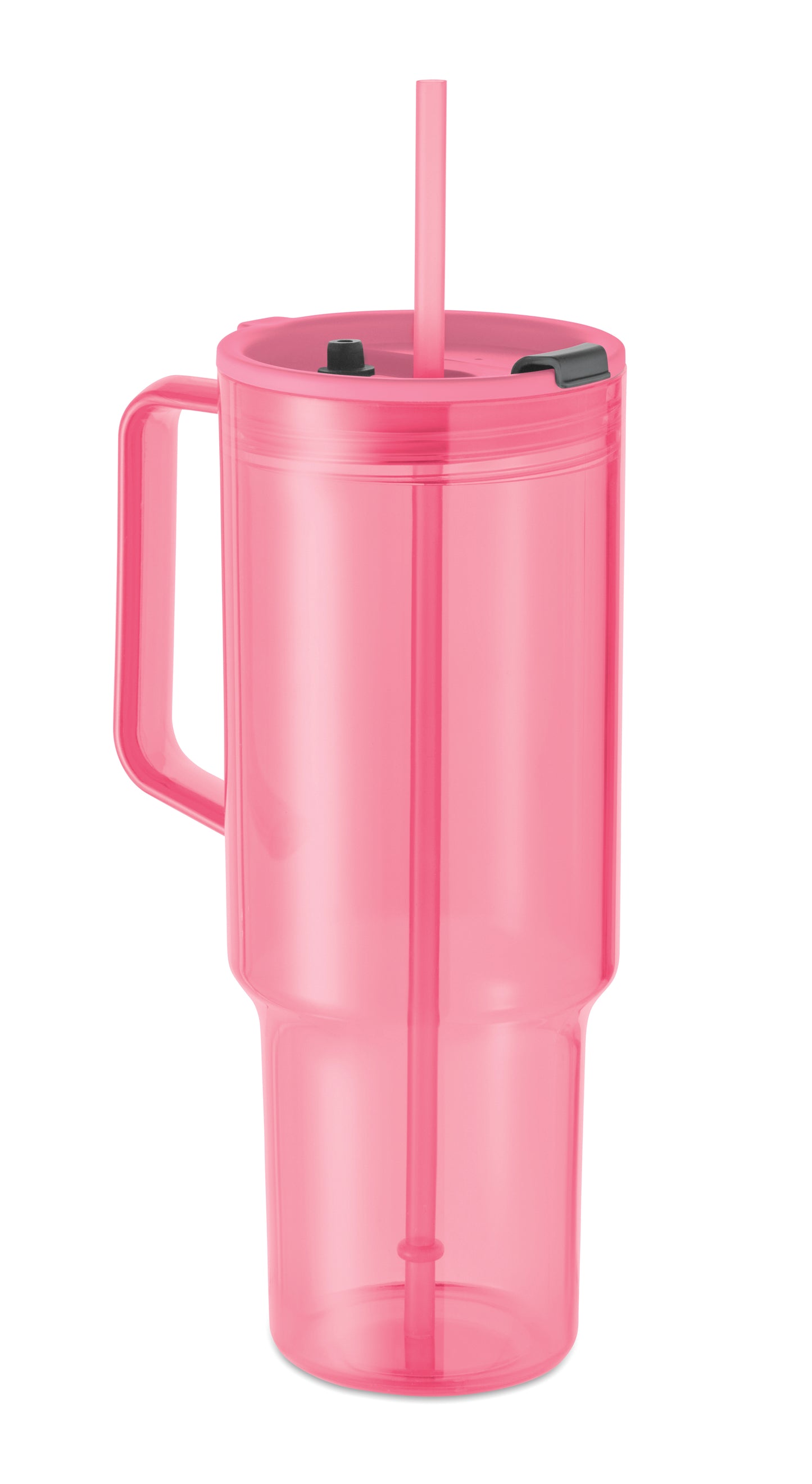 Trinkbecher aus RPET. Verschluss mit integriertem PP-Trinkhalm. Füllmenge: 1200 ml.