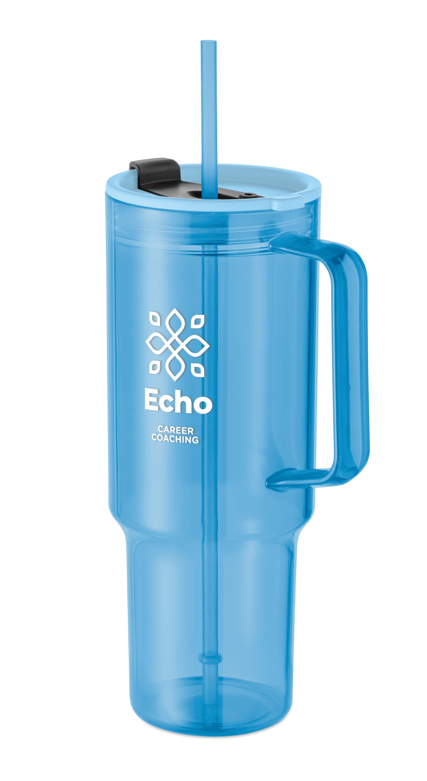 Trinkbecher aus RPET. Verschluss mit integriertem PP-Trinkhalm. Füllmenge: 1200 ml.