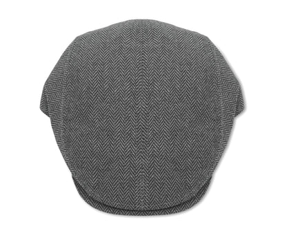 Flache Newsboy-Kappe aus meliertem 335 g/m² Polyester mit Metallverschluss.