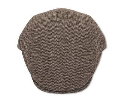 Flache Newsboy-Kappe aus meliertem 335 g/m² Polyester mit Metallverschluss.