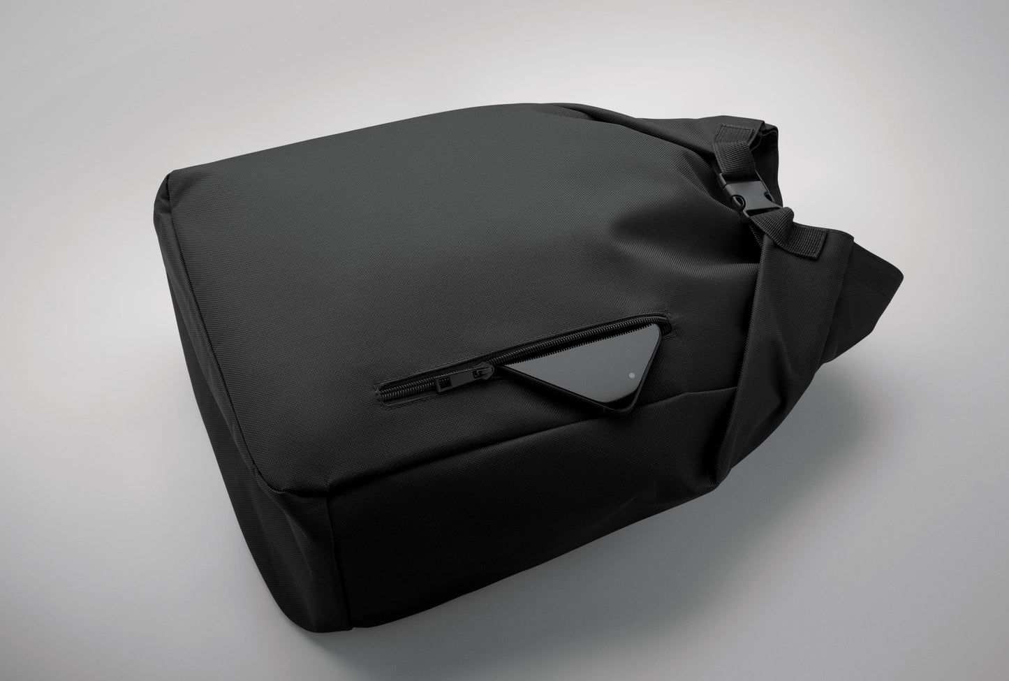 15'' Rolltop-Laptop-Rucksack aus 600D RPET-Polyester mit gepolstertem 210D RPET-Futter. Fronttasche mit Reißverschluss