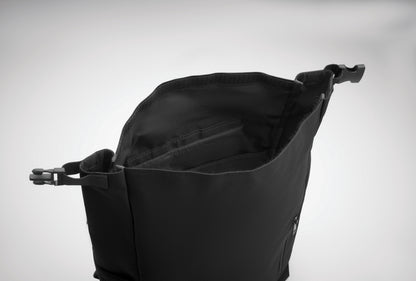 15'' Rolltop-Laptop-Rucksack aus 600D RPET-Polyester mit gepolstertem 210D RPET-Futter. Fronttasche mit Reißverschluss