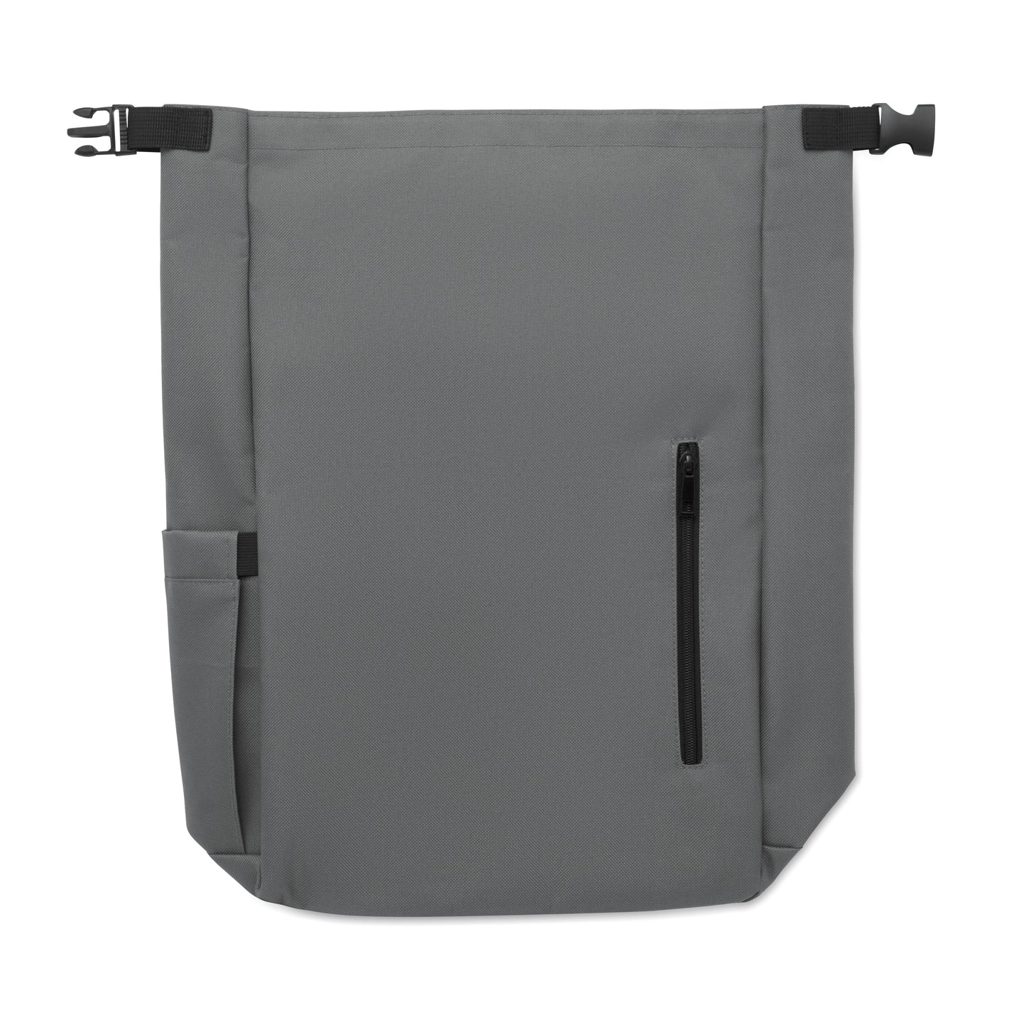 15'' Rolltop-Laptop-Rucksack aus 600D RPET-Polyester mit gepolstertem 210D RPET-Futter. Fronttasche mit Reißverschluss