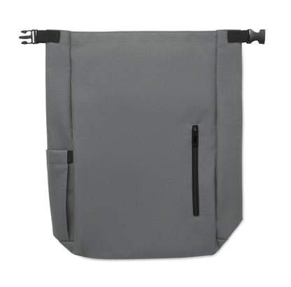 15'' Rolltop-Laptop-Rucksack aus 600D RPET-Polyester mit gepolstertem 210D RPET-Futter. Fronttasche mit Reißverschluss