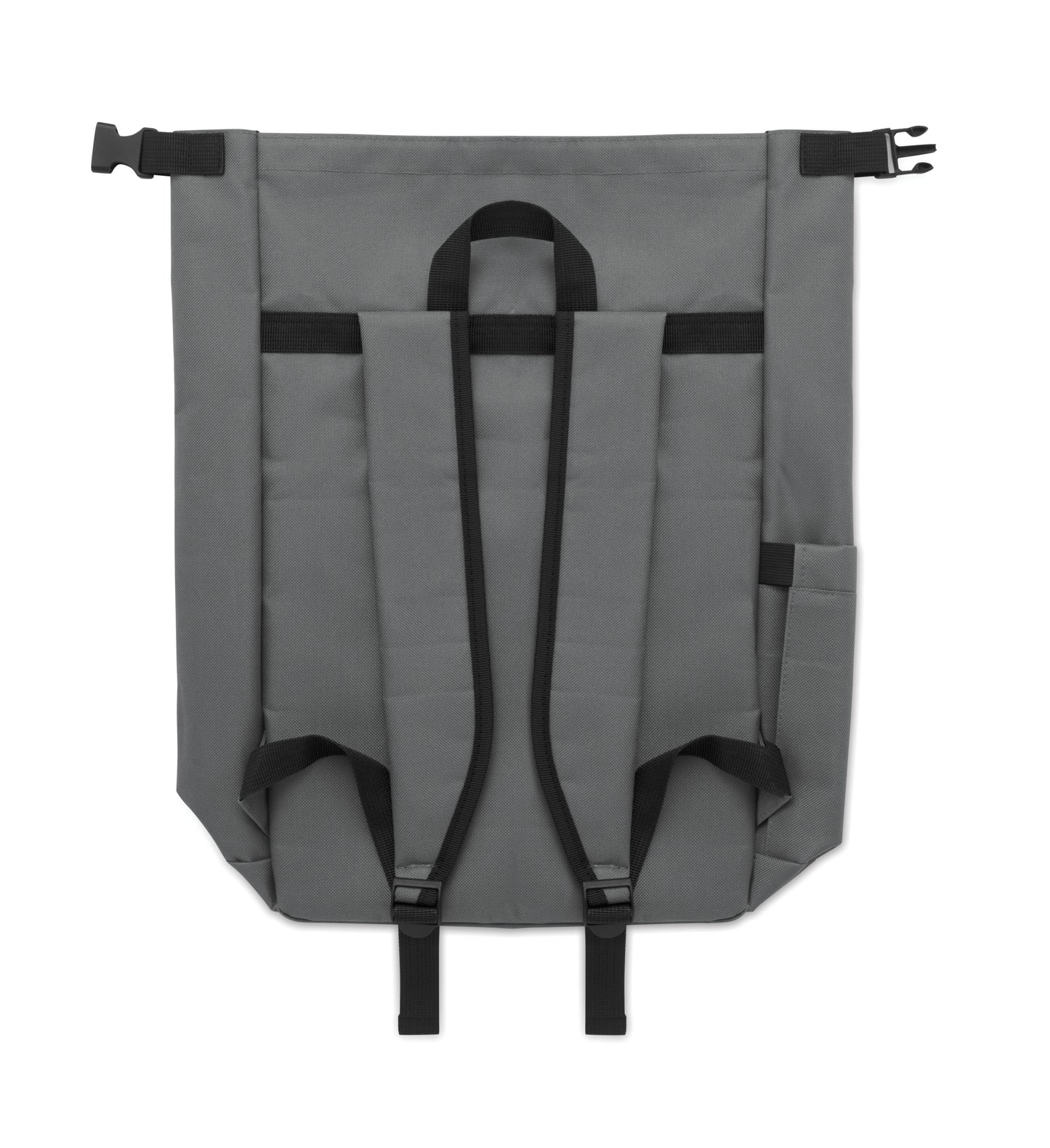 15'' Rolltop-Laptop-Rucksack aus 600D RPET-Polyester mit gepolstertem 210D RPET-Futter. Fronttasche mit Reißverschluss
