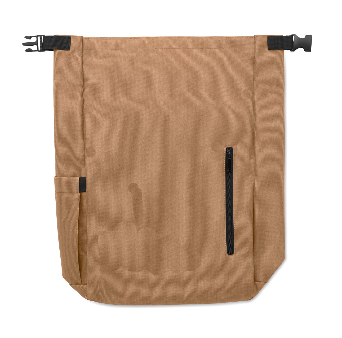 15'' Rolltop-Laptop-Rucksack aus 600D RPET-Polyester mit gepolstertem 210D RPET-Futter. Fronttasche mit Reißverschluss
