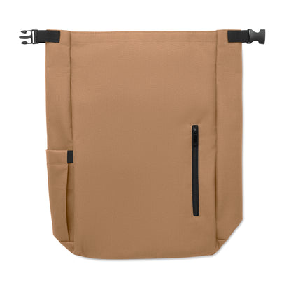 15'' Rolltop-Laptop-Rucksack aus 600D RPET-Polyester mit gepolstertem 210D RPET-Futter. Fronttasche mit Reißverschluss