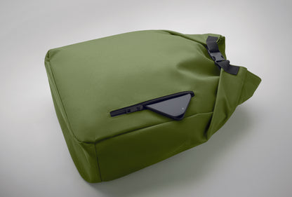 15'' Rolltop-Laptop-Rucksack aus 600D RPET-Polyester mit gepolstertem 210D RPET-Futter. Fronttasche mit Reißverschluss