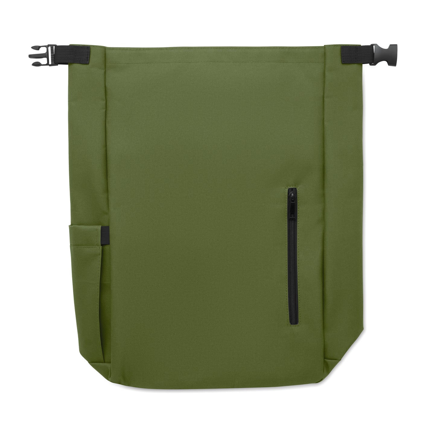 15'' Rolltop-Laptop-Rucksack aus 600D RPET-Polyester mit gepolstertem 210D RPET-Futter. Fronttasche mit Reißverschluss