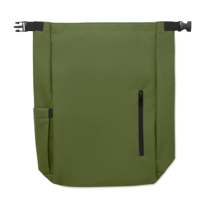 15'' Rolltop-Laptop-Rucksack aus 600D RPET-Polyester mit gepolstertem 210D RPET-Futter. Fronttasche mit Reißverschluss