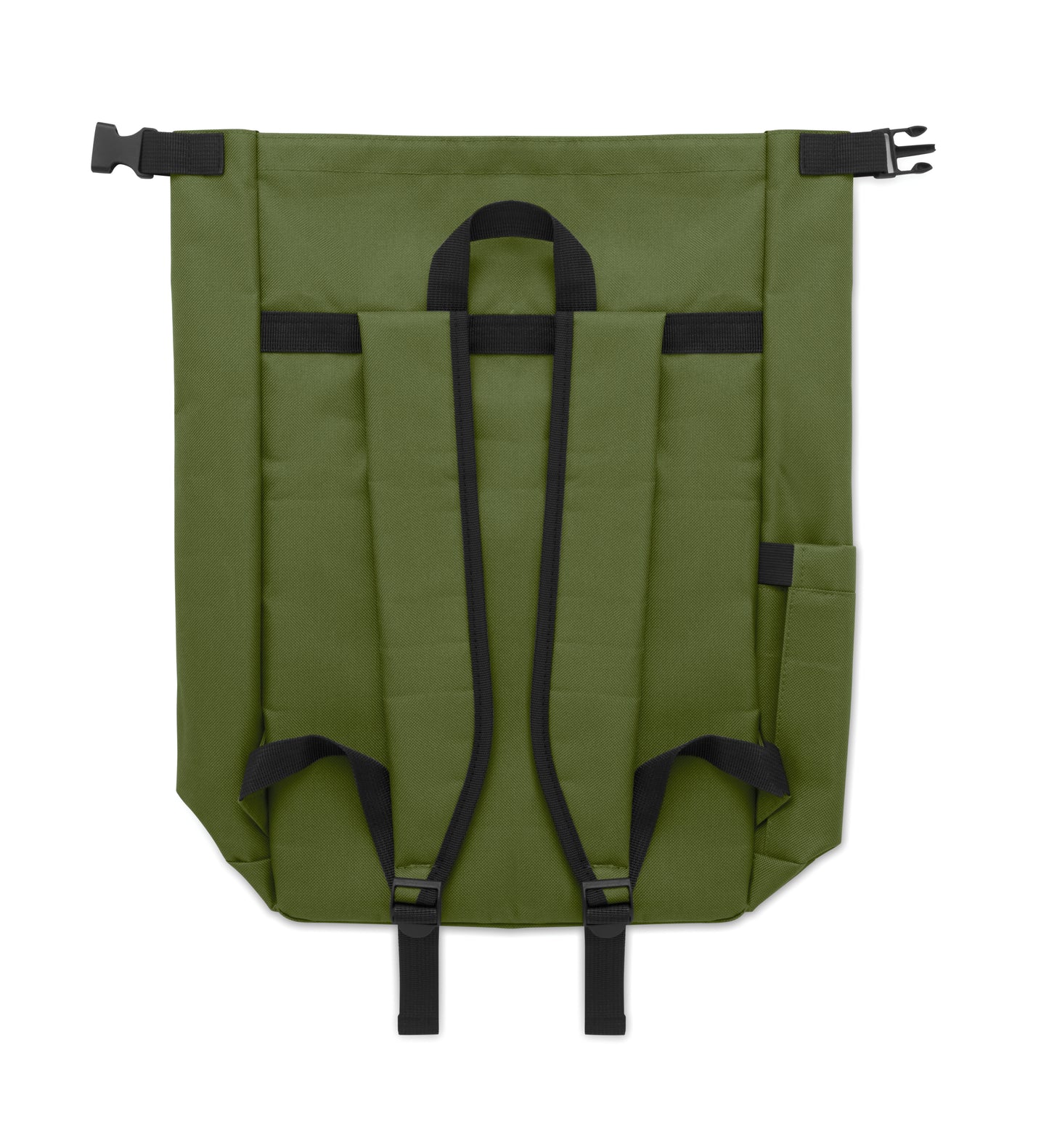 15'' Rolltop-Laptop-Rucksack aus 600D RPET-Polyester mit gepolstertem 210D RPET-Futter. Fronttasche mit Reißverschluss