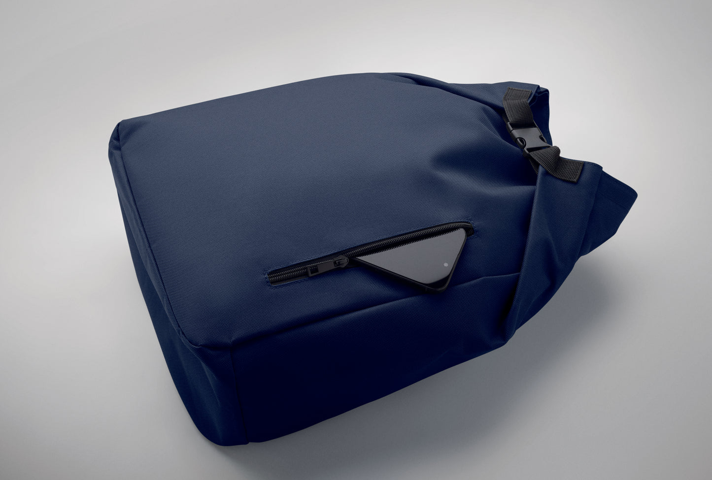 15'' Rolltop-Laptop-Rucksack aus 600D RPET-Polyester mit gepolstertem 210D RPET-Futter. Fronttasche mit Reißverschluss