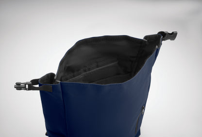 15'' Rolltop-Laptop-Rucksack aus 600D RPET-Polyester mit gepolstertem 210D RPET-Futter. Fronttasche mit Reißverschluss