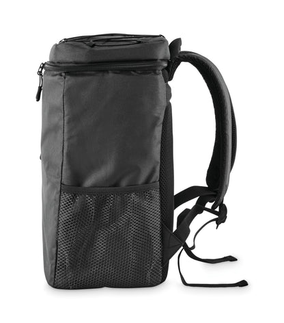 Kühlrucksack aus 600D RPET Polyester mit PEVA-Futter und 5 mm PE-Schaum. Fronttasche