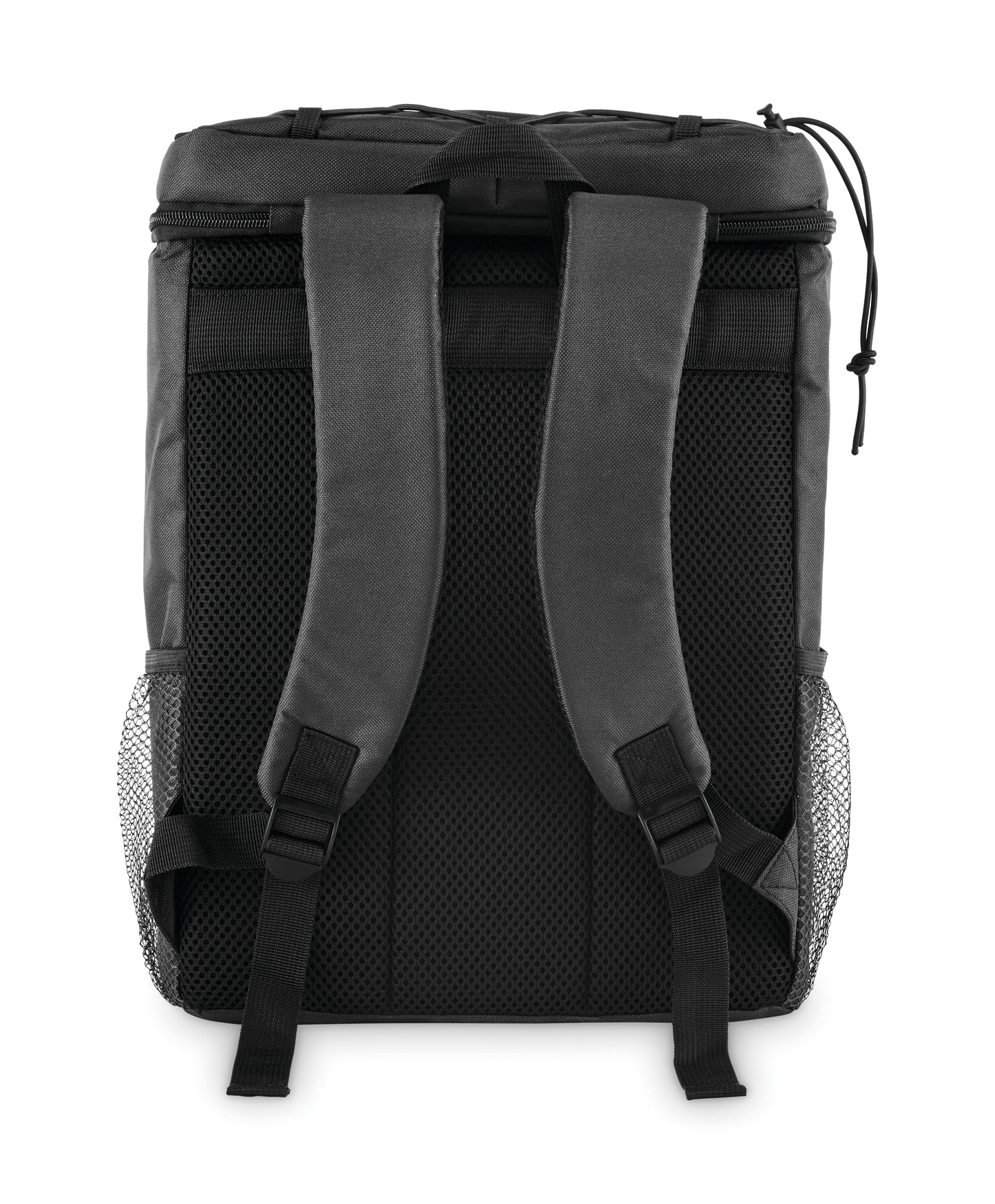 Kühlrucksack aus 600D RPET Polyester mit PEVA-Futter und 5 mm PE-Schaum. Fronttasche